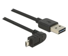 KABELIS USB MICRO(M) KAMPINIS GÓRA/DÓŁ->USB-A(M) 2.0 3M EASY-USB JUODA DELOCK