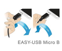 KABELIS USB MICRO(M) KAMPINIS GÓRA/DÓŁ->USB-A(M) 2.0 3M EASY-USB JUODA DELOCK