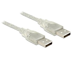 KABELIS USB-A M/M 2.0 1M PRZEZROCZYSTY FERITAS DELOCK