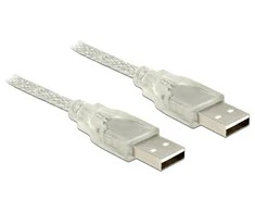 KABELIS USB-A M/M 2.0 1M PRZEZROCZYSTY FERITAS DELOCK
