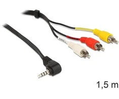 Kabelis Delock Jack 3,5 mm - RCA (Cinch) x3 1,5 m juoda (84504)