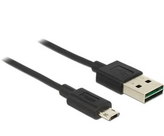 KABELIS USB MICRO(M)->USB-A(M) 2.0 0.2M DUAL EASY-USB JUODA DELOCK