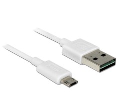 DELOCK kabelis EASY-USB 2.0 A tipo kištukas > EASY-USB 2.0 Type Micro-B vyriškas baltas 1 m