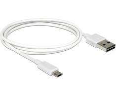 DELOCK kabelis EASY-USB 2.0 A tipo kištukas > EASY-USB 2.0 Type Micro-B vyriškas baltas 1 m