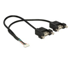 Sonstige KABELIS USB PIN HEADER(M) 8 PIN->2X USB-A(F) 2.0 25CM DO PANELU JUODA DELOCK