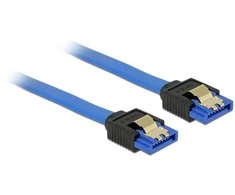 DELOCK Cable SATA 6 Gb/s lizdas tiesus > SATA lizdas tiesus 20cm mėlynas su auksiniais spaustukais