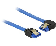 DELOCK Cable SATA 6 Gb/s lizdas tiesus > SATA lizdas kairysis kampinis 30cm mėlynas su auksiniais spaustukais