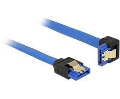 DELOCK Cable SATA 6 Gb/s lizdas tiesus > SATA lizdas žemyn kampuotas 20cm mėlynas su auksiniais spaustukais