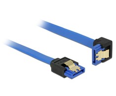 DELOCK Cable SATA 6 Gb/s lizdas tiesus > SATA lizdas žemyn kampu 50cm mėlynas su auksiniais spaustukais