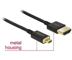 DELOCK kabelis didelės spartos HDMI su eternetu – HDMI-A kištukas > HDMI-A vyriškas 3D 4K 0,25 m plonas aukštos kokybės