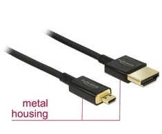 DELOCK kabelis didelės spartos HDMI su eternetu – HDMI-A kištukas > HDMI-A vyriškas 3D 4K 0,25 m plonas aukštos kokybės