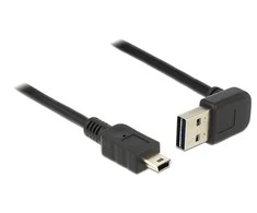KABELIS USB MINI(M)->USB-A(M) 2.0 0.5M KAMPINIS GÓRA/DÓŁ EASY-USB JUODA DELOCK
