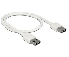 DELOCK kabelis EASY-USB 2.0 A tipo kištukas > EASY-USB 2.0 Type-A vyriškas 0,5 m baltas
