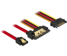 Delock SATA 6 Gb/s, 7 kontaktų moteriškas + 15 kontaktų maitinimo SATA vyriškas - 22 kontaktų SATA (85228)