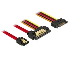 Delock SATA 6 Gb/s, 7 kontaktų moteriškas + 15 kontaktų maitinimo SATA vyriškas - 22 kontaktų SATA (85228)