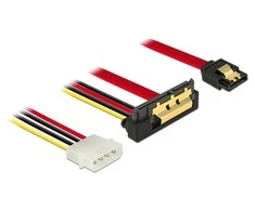 Delock Kabelis SATA 6 Gb/s 7 Pin Buchse + Molex Power 4 Pin Stecker > SATA 22 Pin