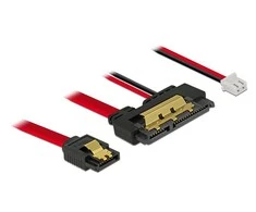 DELOCK Cable SATA 6 Gb/s 7 kontaktų lizdas + 2 kontaktų maitinimo lizdas > SATA 22 kontaktų lizdas tiesus (5 V) metalinis 30 cm