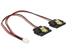 Delock Kabelis Power 2 Pin Buchse > 2 x SATA 15 Pin Buchse (5 V) Metall 20 cm
