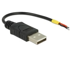 Delock kabelis USB 2.0 A vyriškas > 2 x atviri kabelio galai galia 10 cm Raspberry Pi