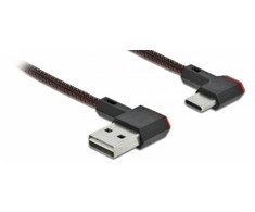 KABELIS USB-C(M)->USB-A(M) 2.0 0.5M KAMPINIS PRAWO Juodas DELOCK