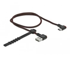 KABELIS USB-C(M)->USB-A(M) 2.0 0.5M KAMPINIS PRAWO Juodas DELOCK