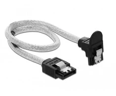 Delock SATA 6 Gb/s Kabelis gerade auf unten gewinkelt 30 cm transparent