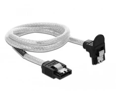 Delock SATA 6 Gb/s Kabelis gerade auf unten gewinkelt 50 cm transparent