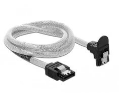 Delock SATA 6 Gb/s Kabelis gerade auf unten gewinkelt 70 cm transparent