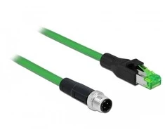 Delock tinklo kabelis M12 4 kontaktų D koduotas iki RJ45 kištuko PVC 2 m