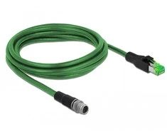Delock tinklo kabelis M12 4 kontaktų D koduotas iki RJ45 kištuko PVC 2 m