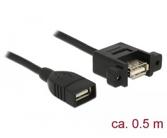 Delock Kabelis USB 2.0 A Buchse > USB 2.0 A Buchse zum Einbau 0,5 m