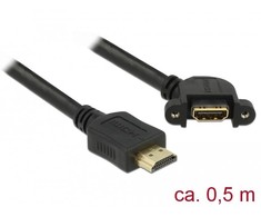 Delock Kabelis HDMI A Stecker > HDMI A Buchse zum Einbau 110° 4K 30 Hz 0,5 m