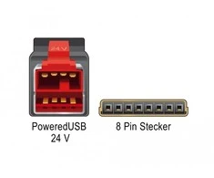 Delock PoweredUSB Kabelis Stecker 24 V > 8 Pin Stecker 4 m für POS Drucker und