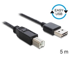 USB laidas Delock USB-A – USB-B 5 m juodas (85553)