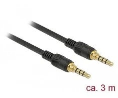 KABELIS AUDIO MINIJACK 3.5MM M/M 4 PIN 3M JUODA DELOCK