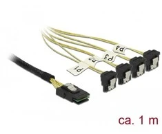 Delock Kabelis Mini SAS SFF-8087 > 4 x SATA 7 Pin gewinkelt 1m