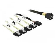 Delock SFF 8643 - SATA x4, 1m, Juodas (85732)