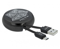 KABELIS USB MICRO(M)->USB-A(M) 2.0 0.92M JUODA ZWIJANY DELOCK