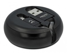 KABELIS USB MICRO(M)->USB-A(M) 2.0 0.92M JUODA ZWIJANY DELOCK