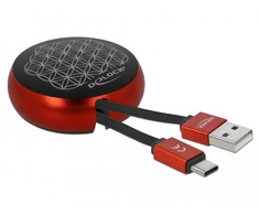 DELOCK laidas USB-A/M į USB-C/M 2.0 juodas/raudonas ištraukiamas 92cm