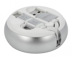 KABELIS USB-A(M)->USB MICRO(M)+LIGHTNING(M) 2.0 0.92M Sidabrinis-Baltas ZWIJANY DELOCK