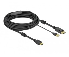 DELOCK HDMI M DisplayPort M 4K laidas 7m maitinamas USB A M juodas