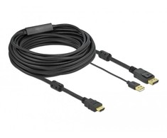 DELOCK HDMI M DisplayPort M 4K laidas 10m maitinamas USB AM juodas