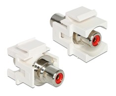 MODUŁ KEYSTONE GNIAZDO RCA(F)->RCA(F) Raudonas DO PUSZKI MONTAŻOWEJ DELOCK