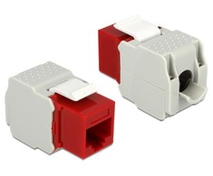 DeLOCK UTP Cat6 Keystone modulis, RJ45 ho - LSA Cat6, "be įrankių", raudona / pilka / 86344