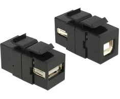 Delock Keystone USB2.0 A moteriška > USB2.0 B moteriška juoda