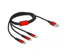„Delock“ USB įkrovimo laidas „3 in 1 Type-A“ su „Lightning™“ / 2 x USB Type-C™ 1 m