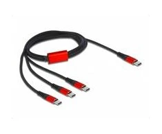 Kabelis USB Delock USB-C - 3x USB-C 1 m Juodai-raudona (86713)