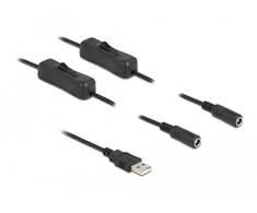„Delock“ kabelis A tipo USB kištukas iki 2 x DC 5,5 x 2,1 mm lizdas su 1 m jungikliu