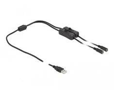 „Delock“ kabelis A tipo USB kištukas iki 2 x DC 5,5 x 2,1 mm lizdas su 1 m jungikliu